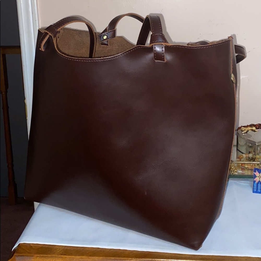 (SOLD) Brown Vegan Leather Tote